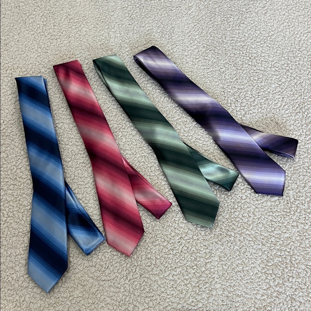 NWT Egara Men’s Tie Bundle of 4 Elegant Striped Extra Long Skinny Ties - Picture 2 of 3